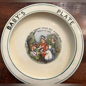Vintage Baby's Plate with Nursery Rhyme Design